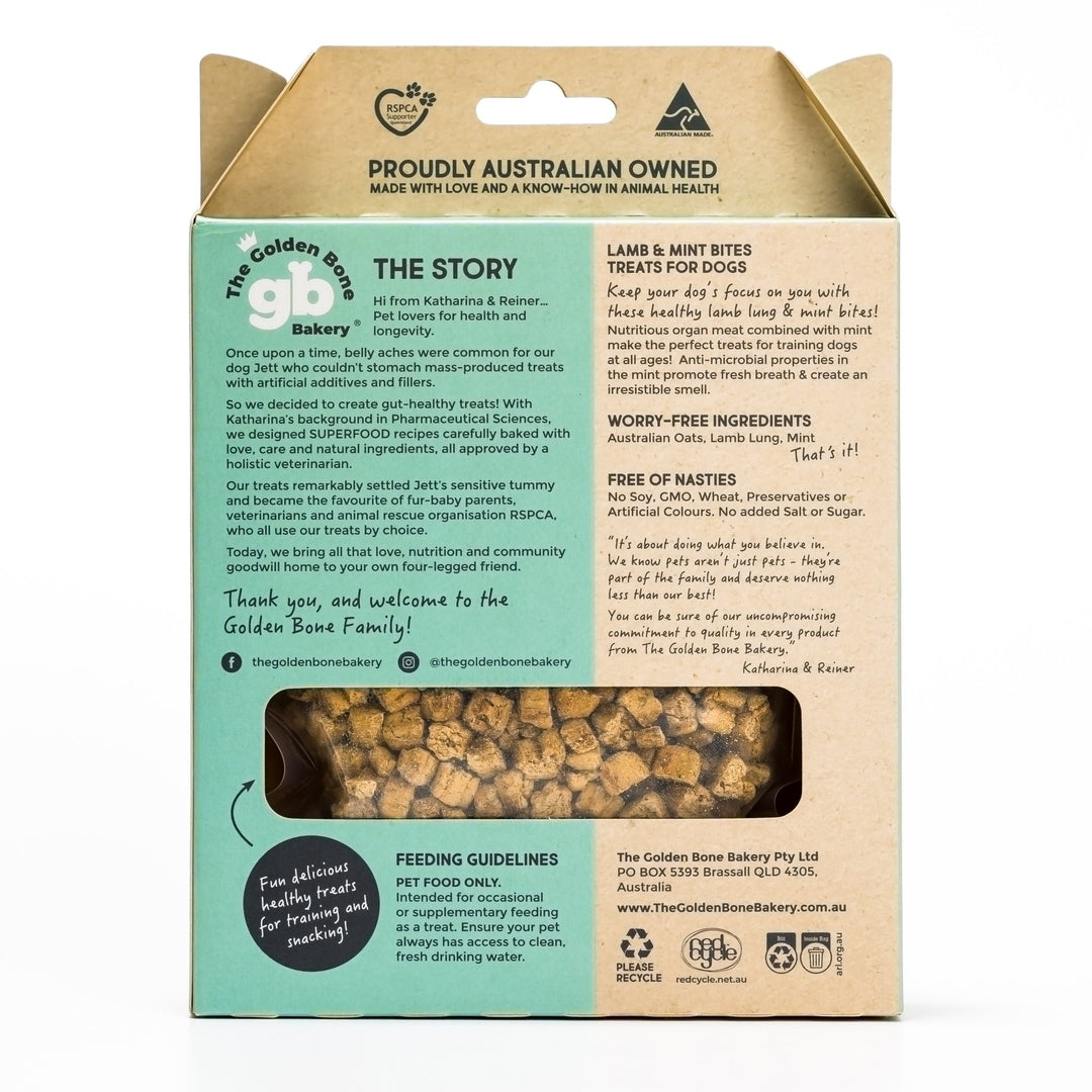 Buy Lamb & Mint Dog Treat Bites at The Golden Bone Bakery