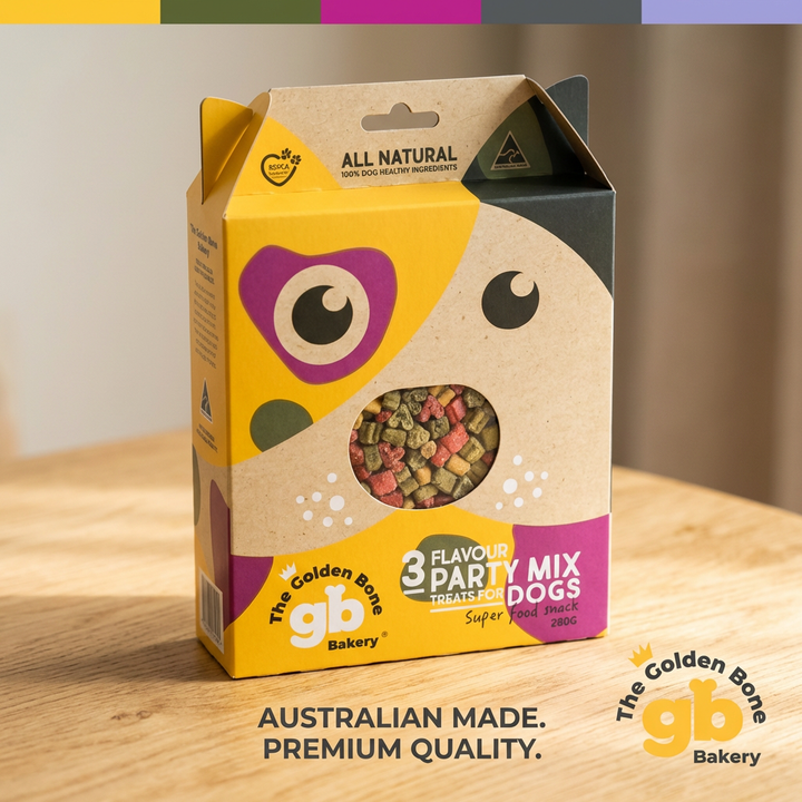 3 Flavour Party Mix Dog Treats – 280g Vegan Superfood Biscuits